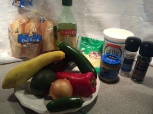 Ingredients to Roasted vege sandwich