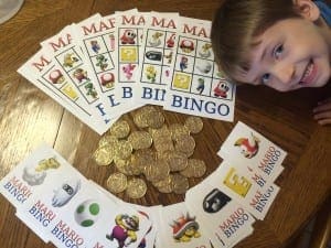 Kipton Hughes with Mario bingo game