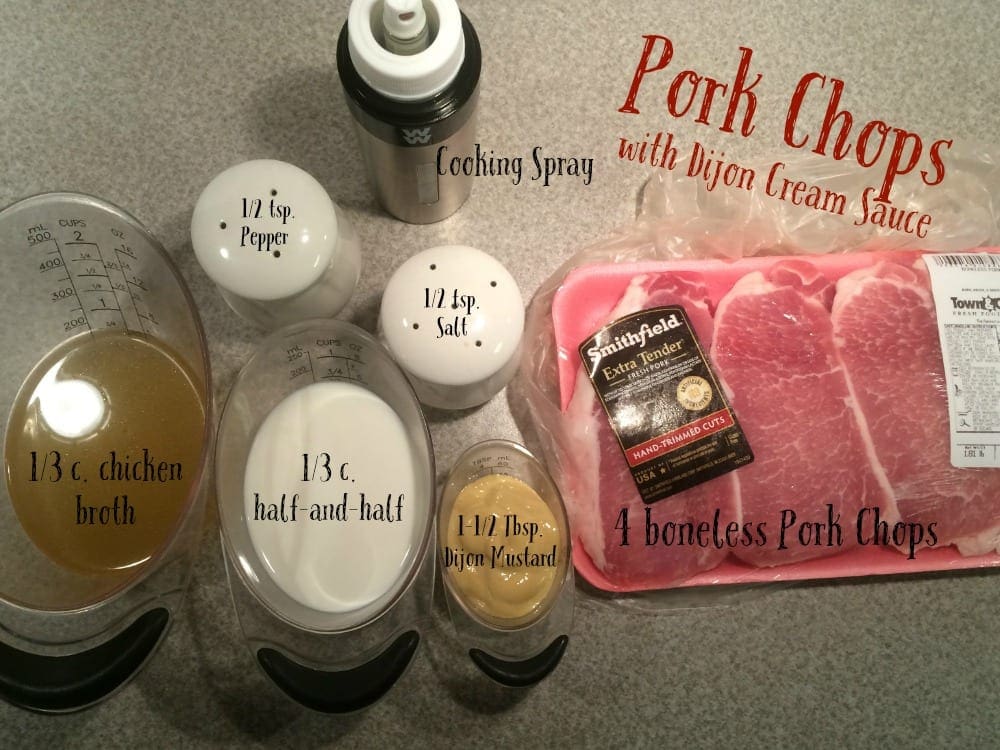 ingredients to Pork Chops with Dijon Cream Sauce