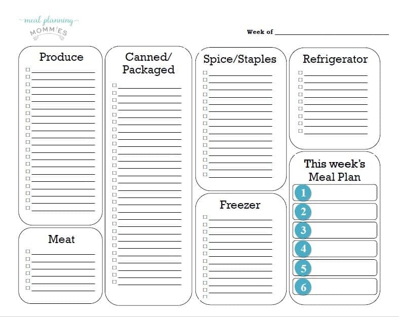 snip of new grocery list template