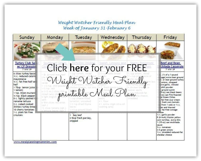 Weight Watcher Meal Plan with Smart Points 2-Meal Planning Mommies