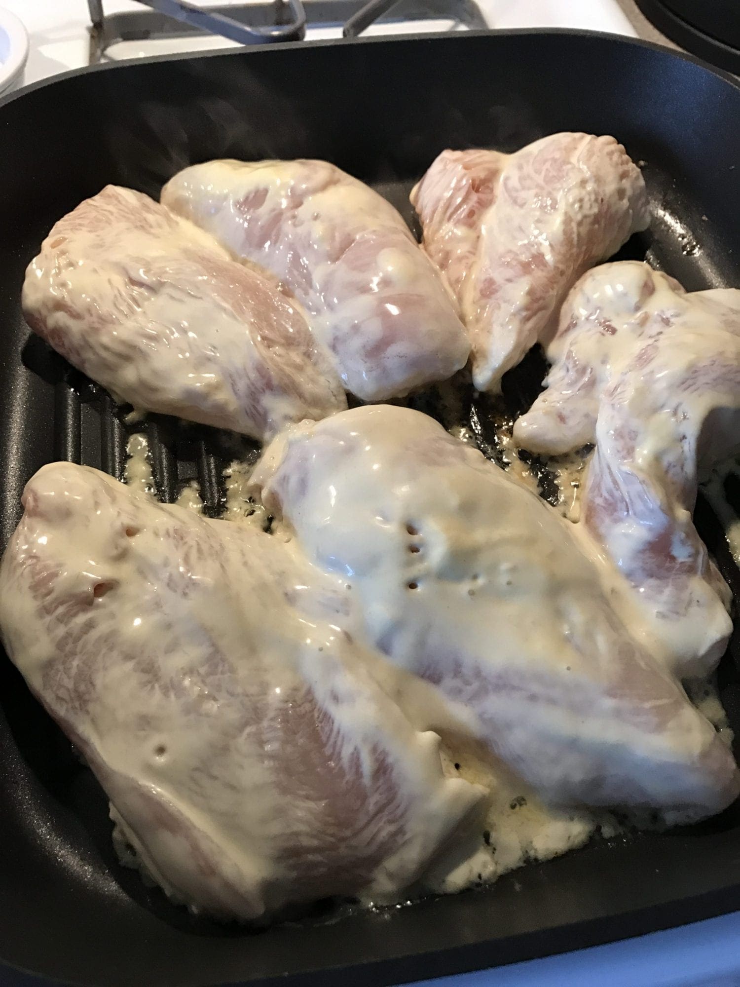 Honey Mustard Grilled Chicken uses a mayo mixture for a quick and easy chicken recipe.