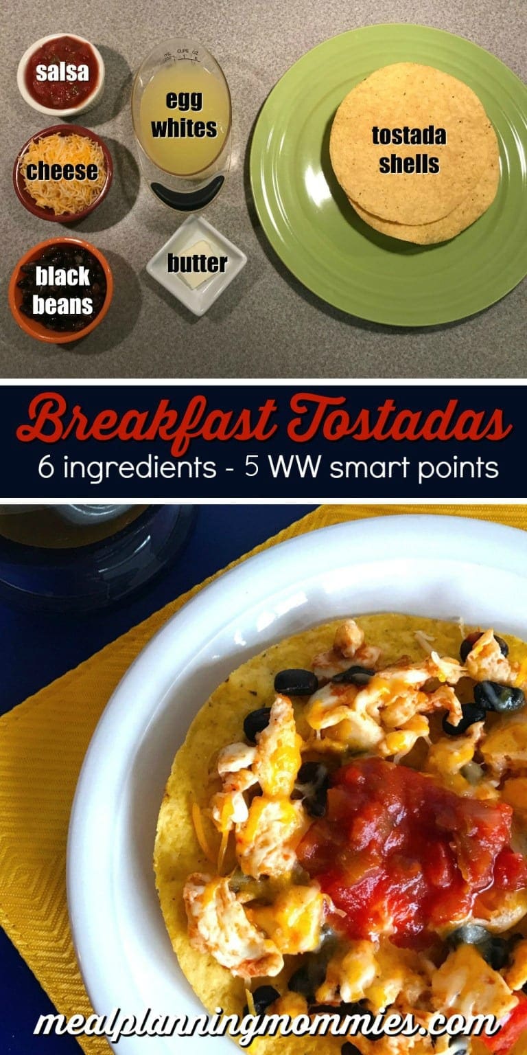 WW friendly breakfast idea- These Breakfast tostadas are just 5 WW FreeStyle Smart Points each!