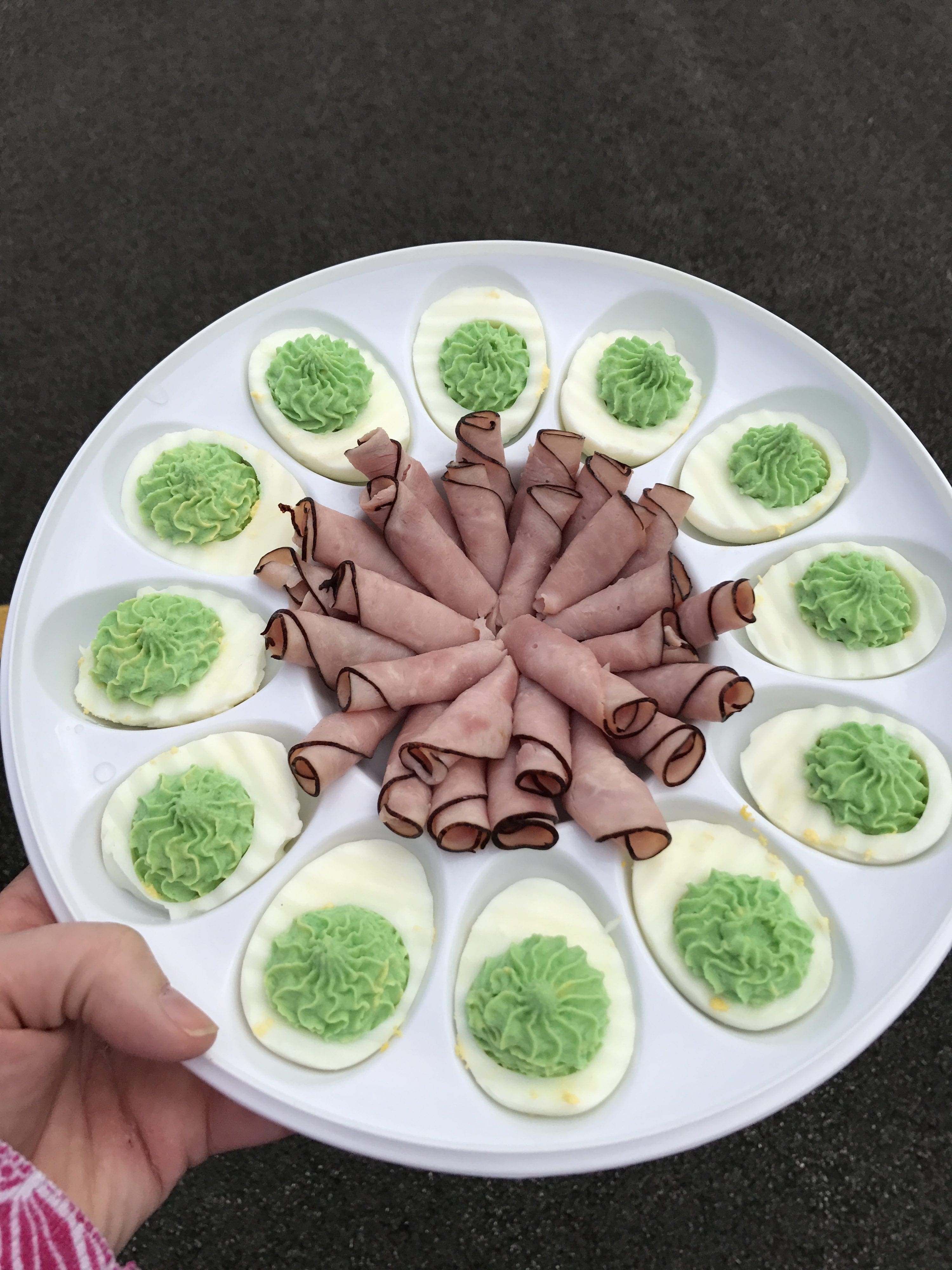 deviled green eggs and ham snack