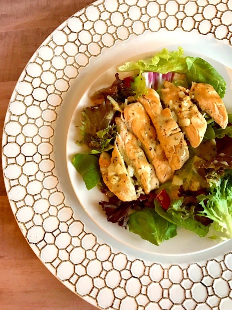 Grilled Chicken with Mustard Sauce over Greens