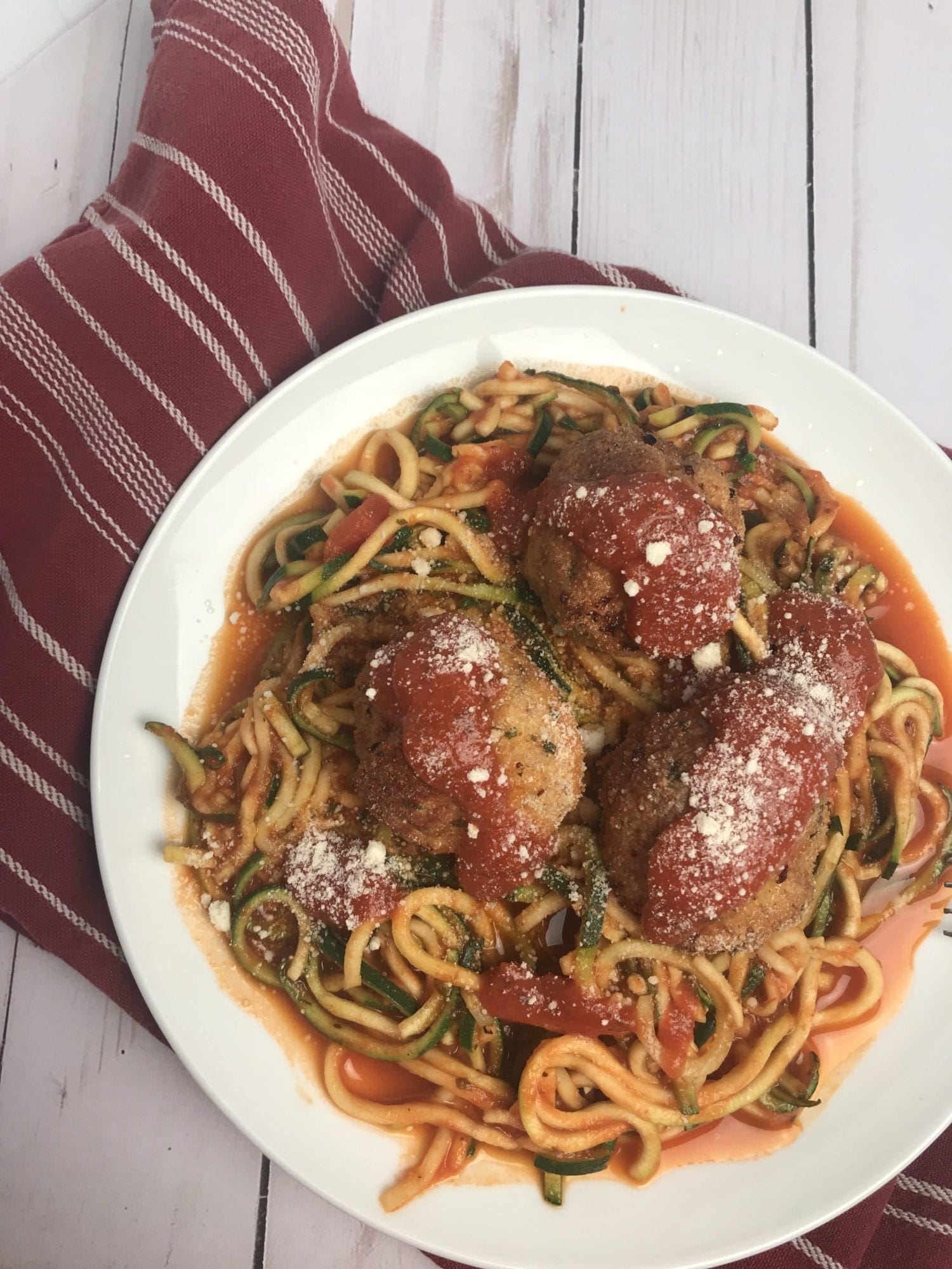 Italian Turkey Meatballs with Zoodles and Sauce