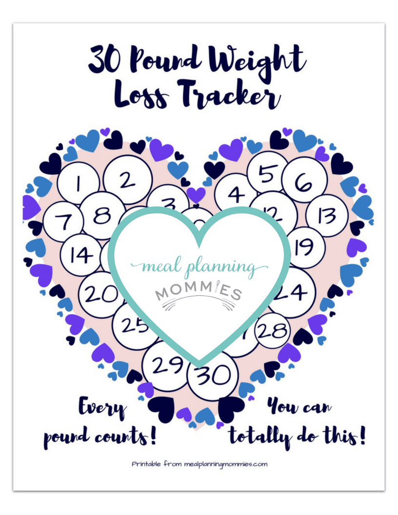 Free Printable 20 100 Pound Weight Loss Trackers Meal Planning