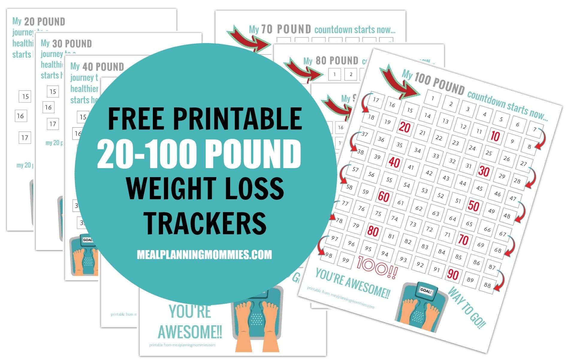 Printable Meal Planner Weight Loss Printable Bundle Weight Loss Tracker Weight Loss Journey