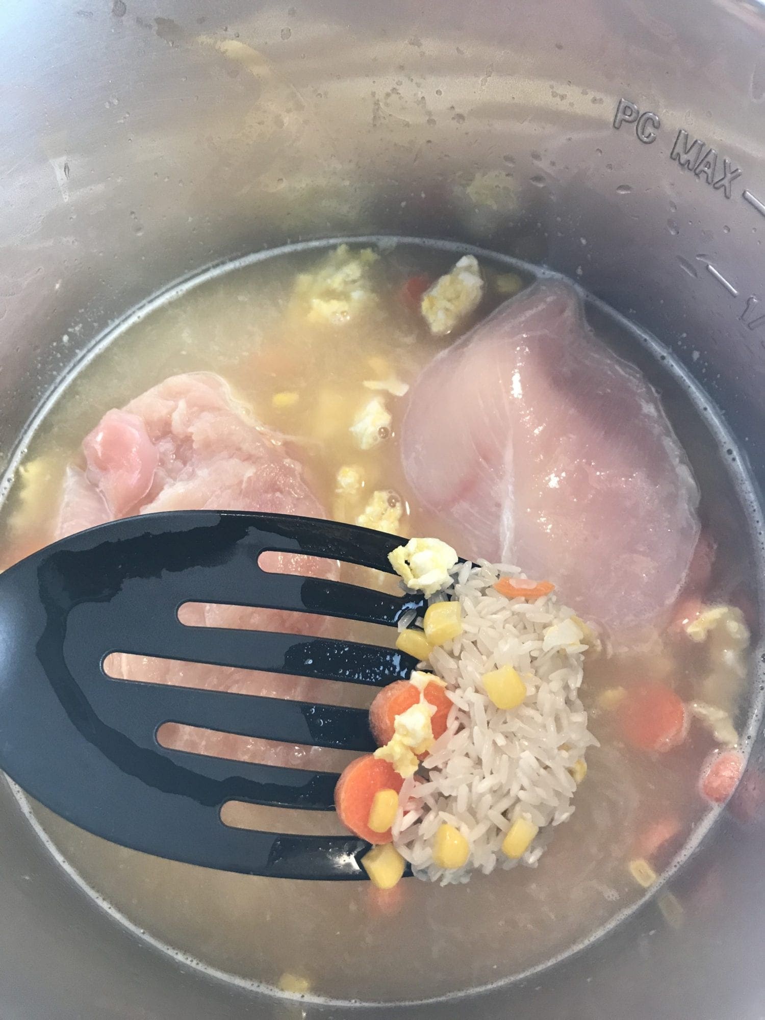 chicken fried rice ingredients in an instant pot