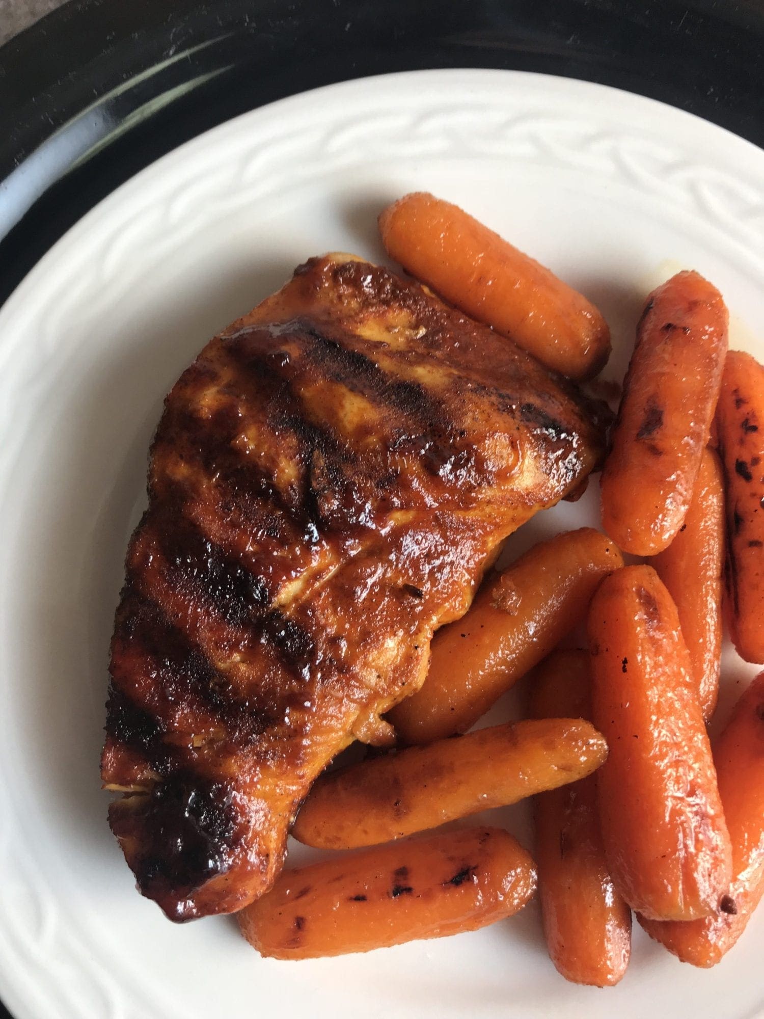 delicious maple glazed chicken and carrots