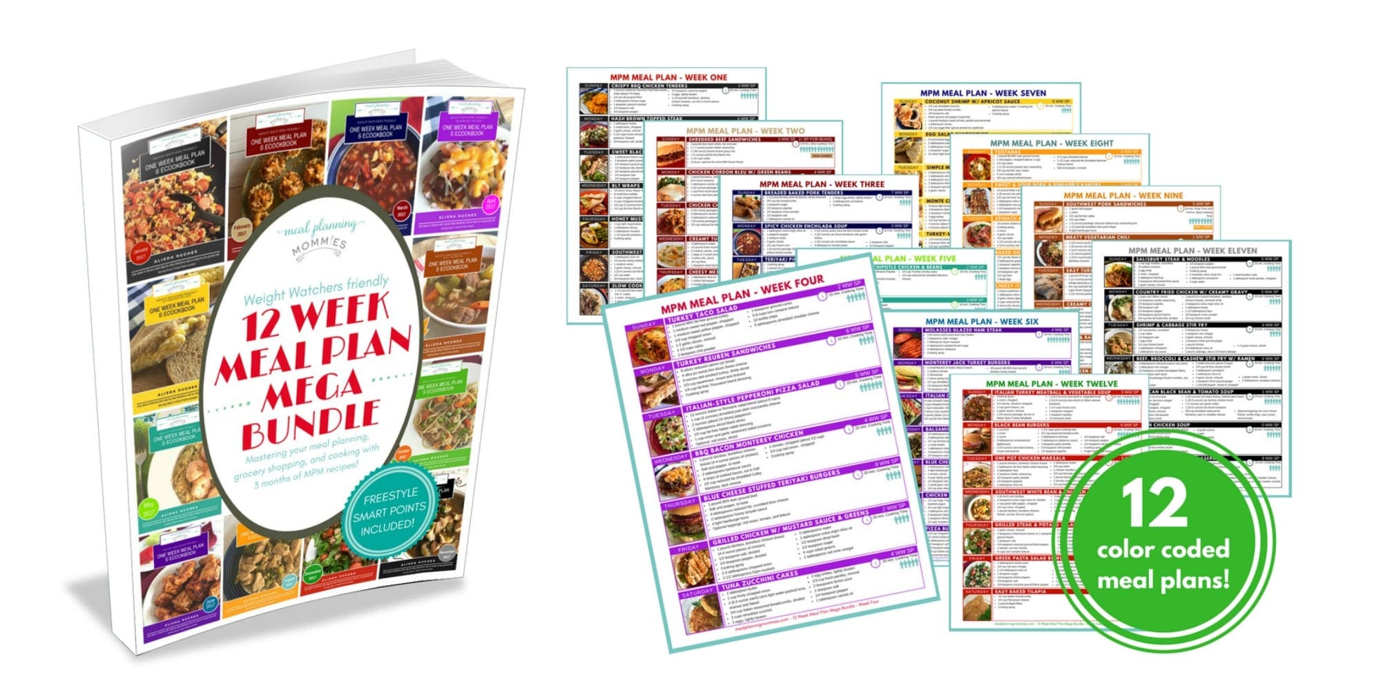 I love this "12 Week Meal Plan Mega Bundle" ebook from Meal Planning Mommies. All recipes include WW FreeStyle SmartPoints per serving.