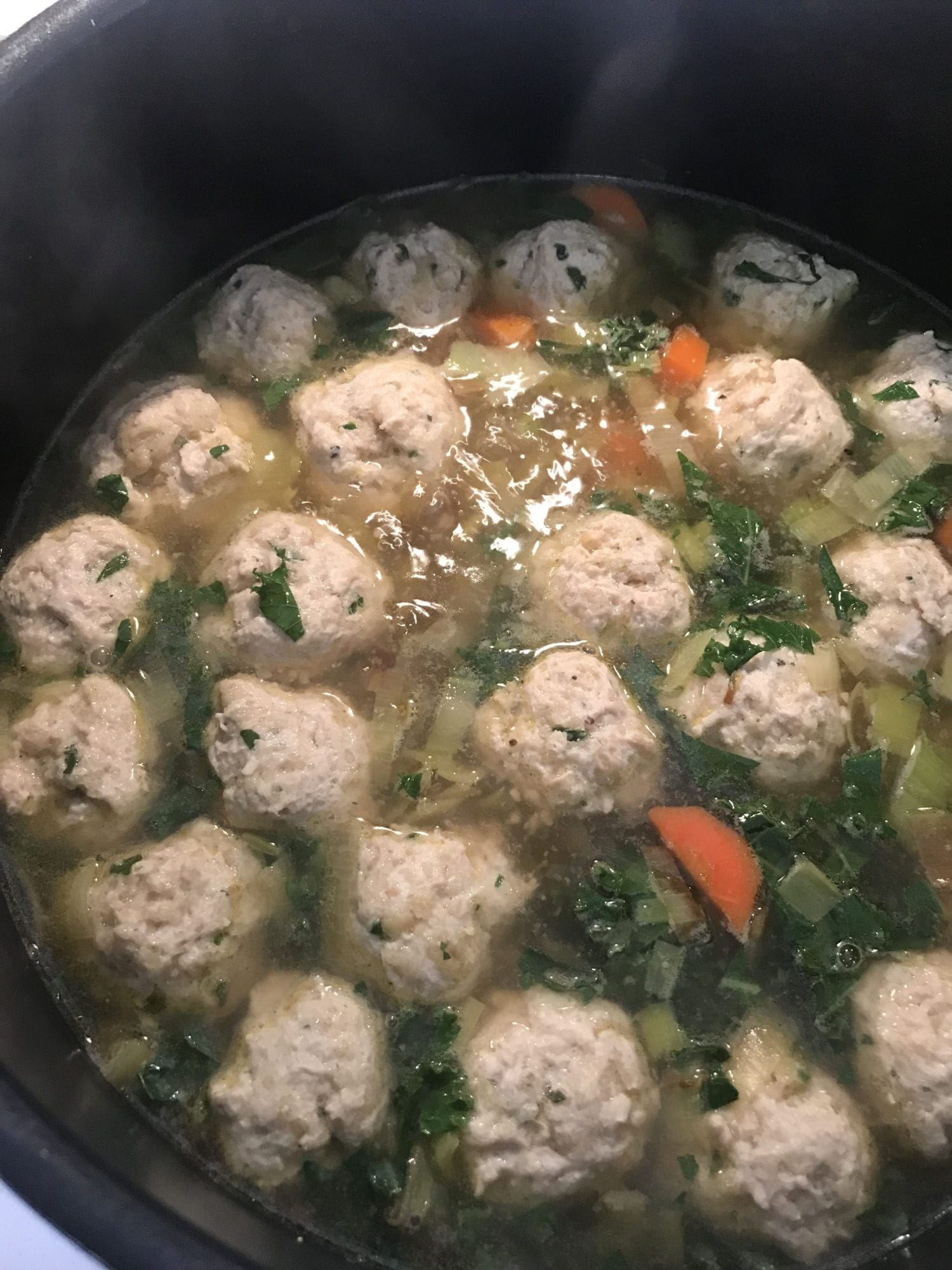 Cooking meatballs in Italian-Style Wedding Soup