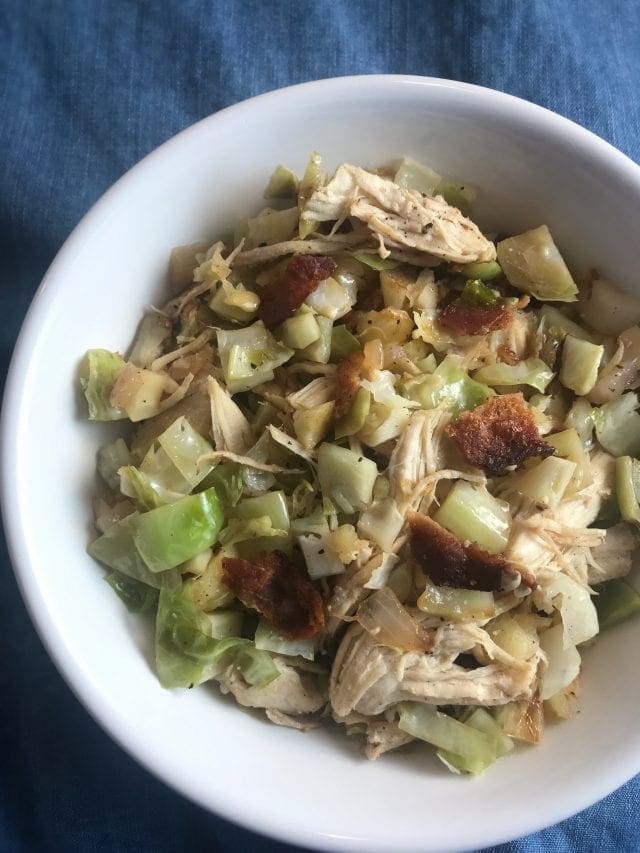 This Brussels Sprouts, bacon, chicken and apple recipe is one of the recipes in this week's Weight Watchers friendly meal plan.