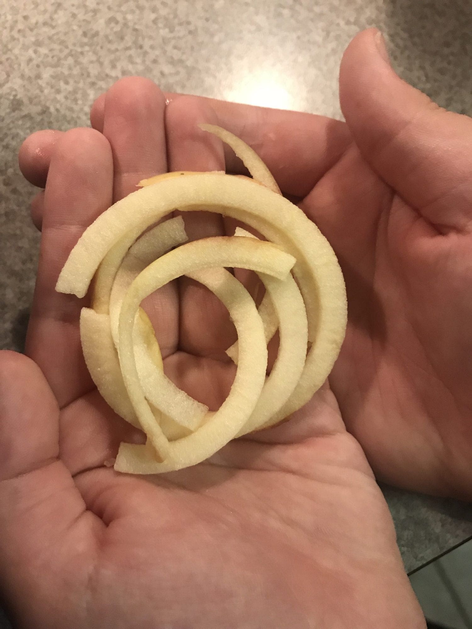 Peel, core, and slice apples. 