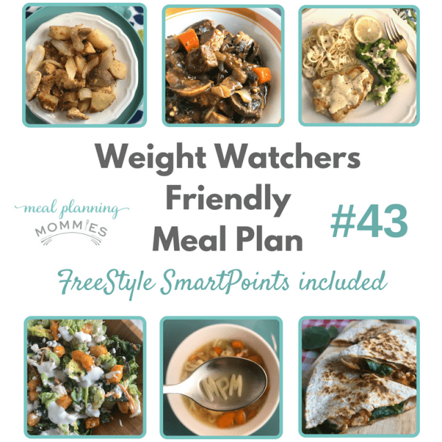 Free Weight Watchers friendly dinner meal plan on Meal Planning Mommies. FreeStyle SmartPoints are included.