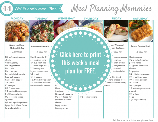 Click here for a FREE Weight Watchers meal plan with FreeStyle Smart Points. Printable grocery list is also included.