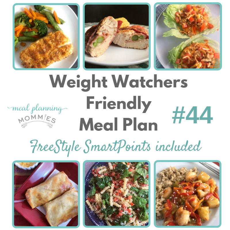 Free Weight Watchers meal plan with six delicious dinner recipes that are low in FreeStyle Smart Points. Free printable grocery list comes with this meal plan.