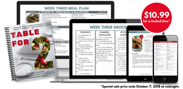 Weight Watchers friendly Table for Two Meal Planning ebook on Meal Planning Mommies