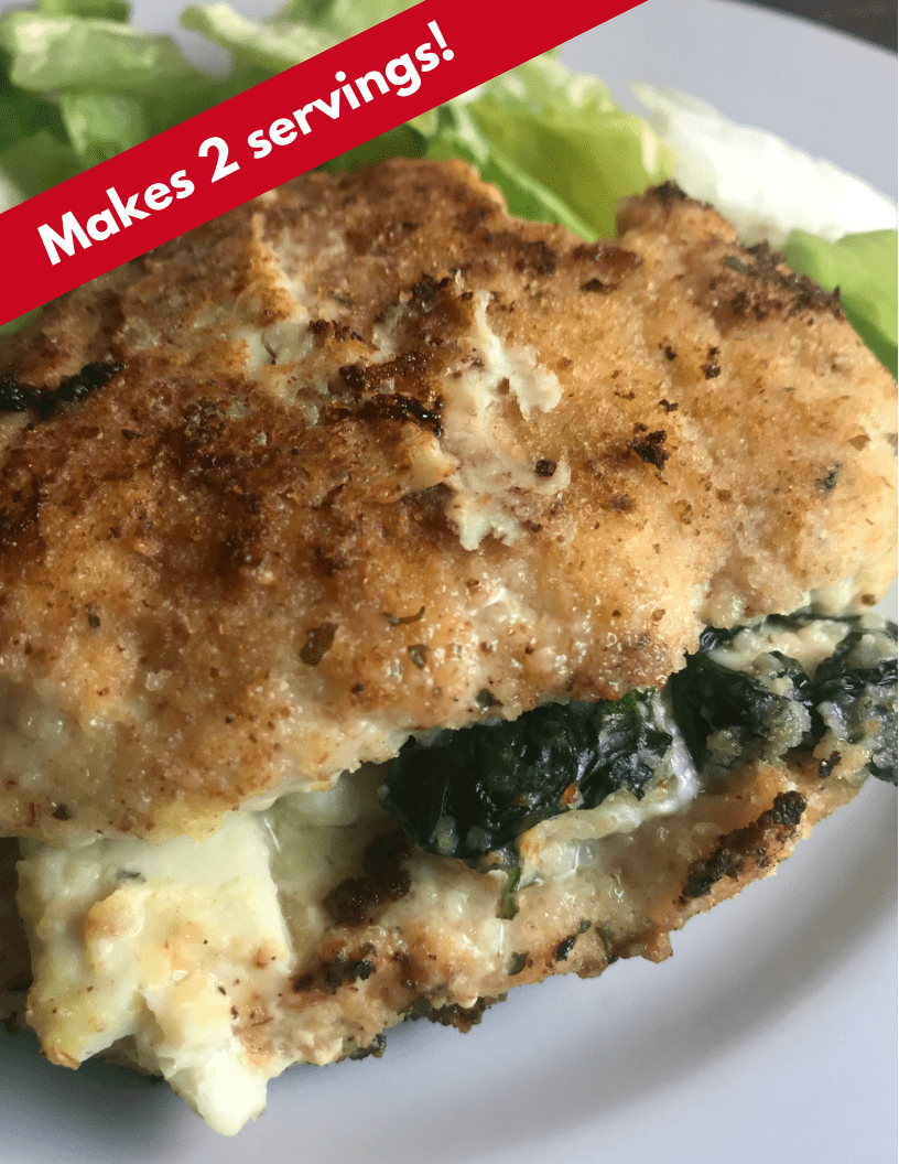2 servings Weight Watchers recipe: Cheesy Spinach Stuffed Chicken Breasts - Just 4 WW FreeStyle Smart Points per serving!