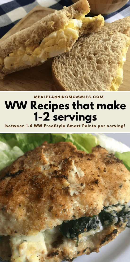 Weight Watchers recipes that make 1-2 servings. All of these recipes are between 1-6 WW FreeStyle Smart Points.