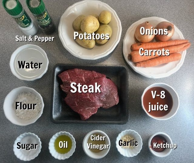 Simple ingredients for a slow cooker beef pot roast meal - Just 6 WW SP per serving!
