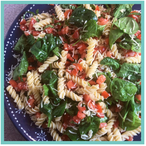Bruschetta Pasta Salad - Easy Recipes that are perfect for when you are tired, stressed, and overwhelmed