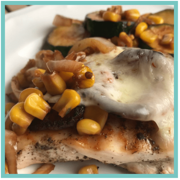 Grilled Pepper Jack Chicken with Zucchini and Corn Saute - Easy Recipes that are perfect for when you are tired, stressed, and overwhelmed