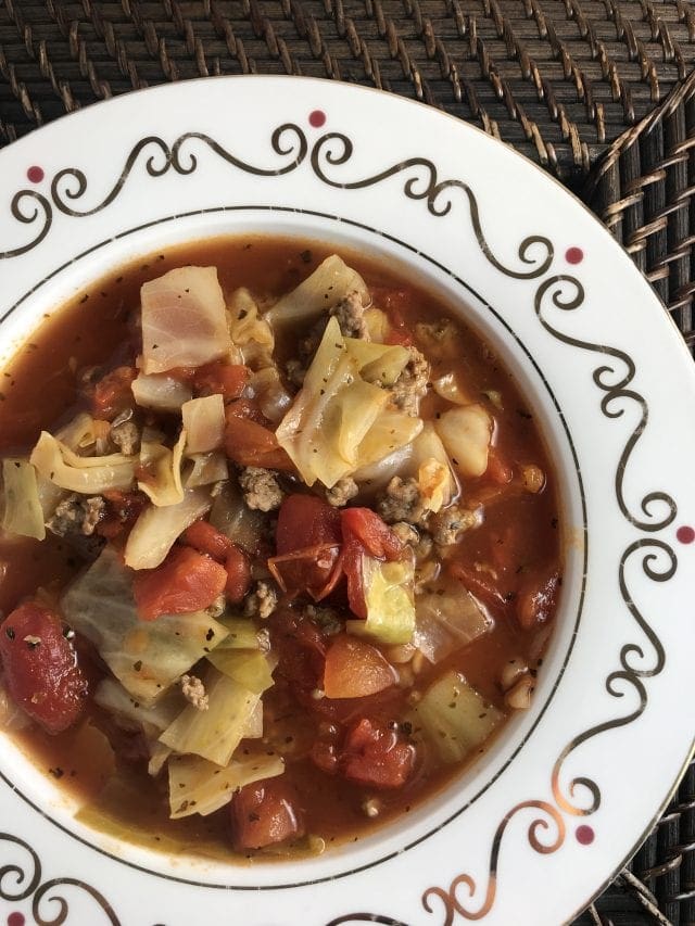 Hearty Sausage and Cabbage Soup that is only 2 WW FreeStyle SP per serving!