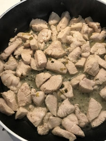 Cook chicken in lime juice, salt and pepper