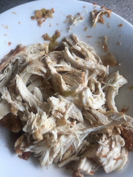 Use two forks for shred the chicken.
