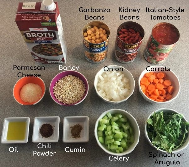 Simpple ingredients for Bean and Barley Soup on Meal Planning Mommies is bursting with flavorful and packed with fiber! Just 2 WW FreeStyle SmartPoints per serving!!