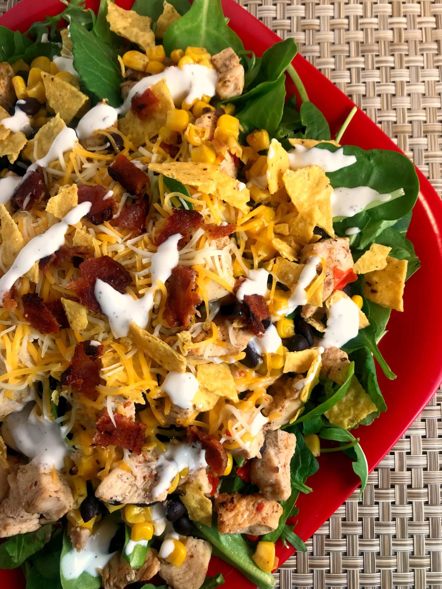Southwest Chicken Bacon and Ranch Salad - Just 3 WW FreeStyle SP per serving!