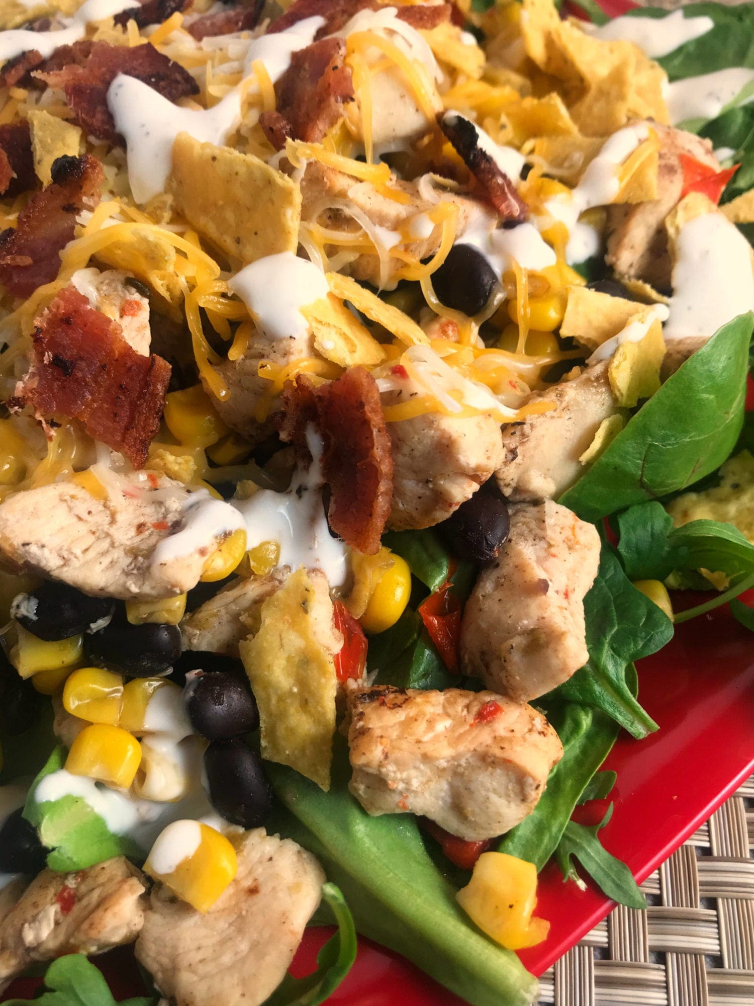 Alisha's Southwest Chicken Bacon and Ranch salad on Meal Planning Mommies.