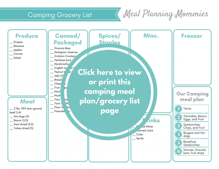 Free Camping Checklists, and other Camping Ideas - Meal Planning Mommies
