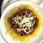 Spaghetti Squash with Spinach Tomato Ragu