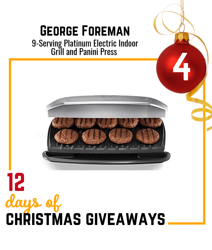George Foreman 9-Serving Classic Plate Electric Indoor Grill and Panini  Press, Platinum, GR2144P 