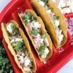 Salsa Verde Chicken Tacos with Feta Cheese