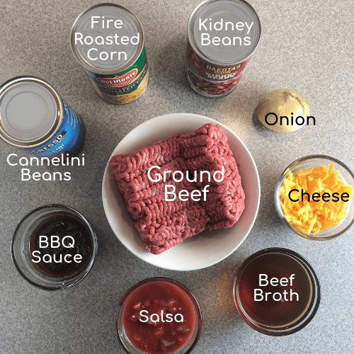 Ingredients used for the BBQ Beef and Beans Soup on Meal Planning Mommies. Ground beef, beans, and corn are cooked in a flavorful stew. Barbecue sauce and salsa add a sweet touch to the broth in this stew. Just 5 WW FreeStyle SmartPoints per serving.